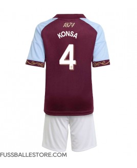 Günstige Aston Villa Ezri Konsa #4 Heimtrikotsatz Kinder 2025-26 Kurzarm (+ Kurze Hosen)